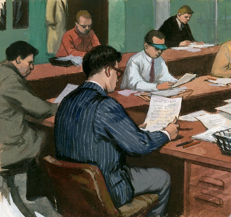 Újságírók az íróasztaluknál az 1960-as években alkotó: Ralph Bruce