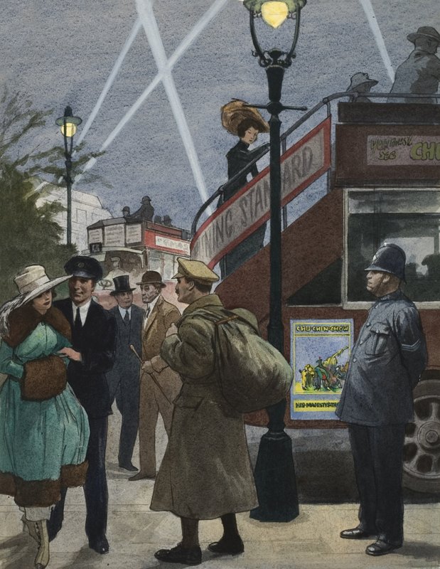 London az első világháborúban (gouache, papír) alkotó: Ralph Bruce