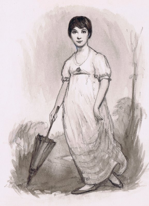 A fiatal Jane Austen (ceruza és akvarell) alkotó: Ralph Bruce