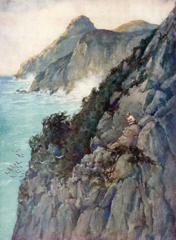 Illusztráció Robinson Crusoe-hoz, Daniel Defoe (színes litó) alkotó: Ralph Noel Pocock
