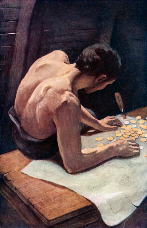 Illusztráció Robinson Crusoe-hoz, Daniel Defoe (színes litó) alkotó: Ralph Noel Pocock