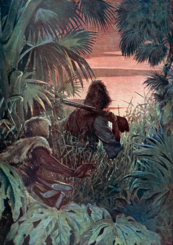 Illusztráció Robinson Crusoe-hoz, Daniel Defoe (színes litó) alkotó: Ralph Noel Pocock