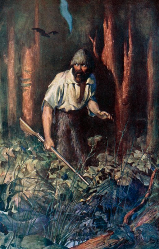 Illusztráció Robinson Crusoe-hoz, Daniel Defoe (színes litó) alkotó: Ralph Noel Pocock