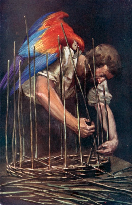 Illusztráció Robinson Crusoe-hoz, Daniel Defoe (színes litó) alkotó: Ralph Noel Pocock