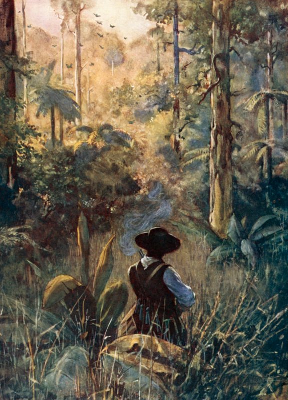 Illusztráció Robinson Crusoe-hoz, Daniel Defoe (színes litó) alkotó: Ralph Noel Pocock
