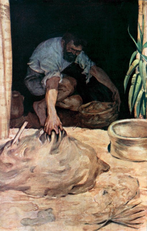 Illusztráció Robinson Crusoe-hoz, Daniel Defoe (színes litó) alkotó: Ralph Noel Pocock