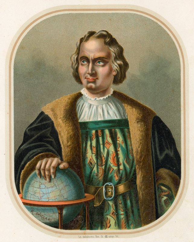 Kolumbusz Kristóf földgömbbel alkotó: Ramon Puiggari