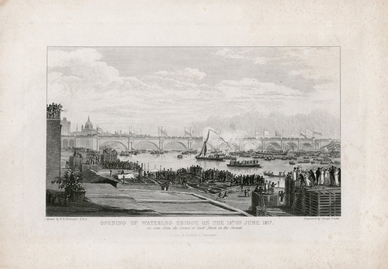 A londoni Waterloo híd megnyitása 1817. június 18-án. alkotó: Ramsay Richard Reinagle