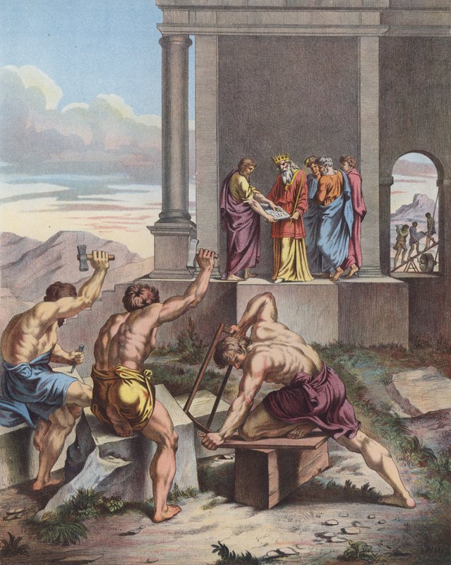 Salamon felügyeli a jeruzsálemi templom építését alkotó: Raffaello Sanzio Raphael