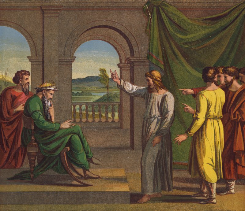 József megmagyarázza a fáraó álmát alkotó: after Raphael