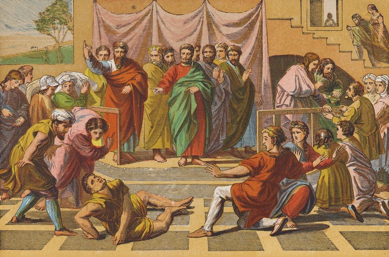 Ananiás halála (színes litográfia) alkotó: Raphael (1483 1520) (after)