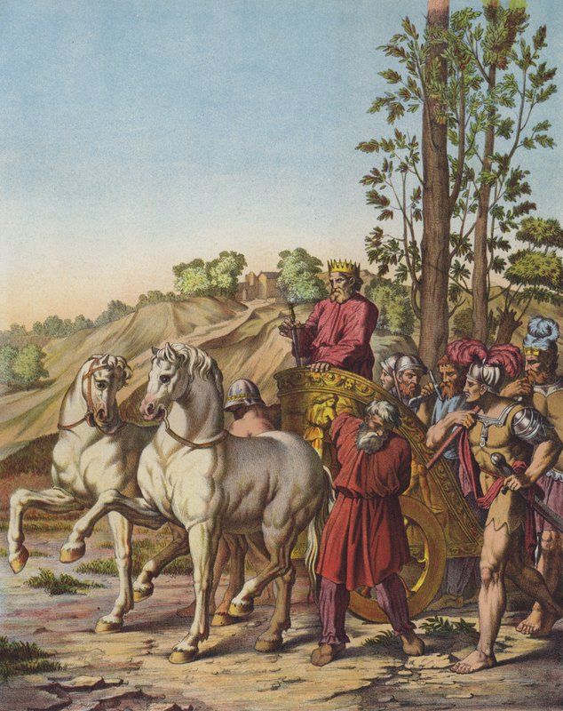 Nagy Heródes lesz Júdea királya a rómaiak vazallusaként (színes litho) alkotó: after Raphael