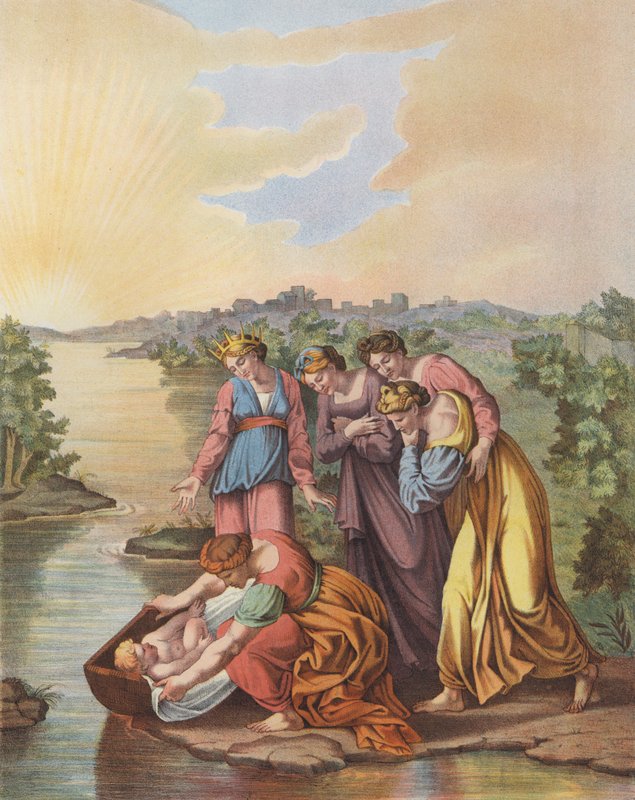 Mózest kimentik a Nílus vizéből (színes litho) alkotó: after Raphael