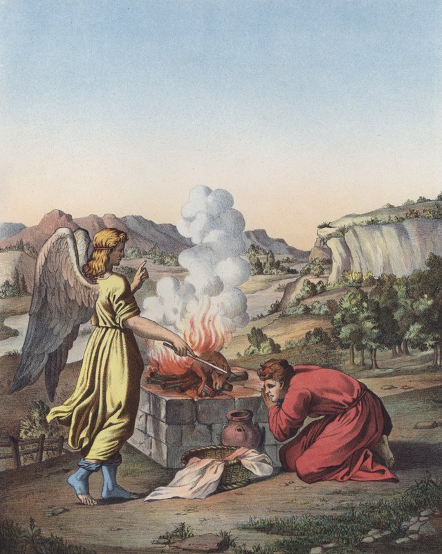 Gedeon előtt megjelenő angyal (színes litó) alkotó: after Raphael