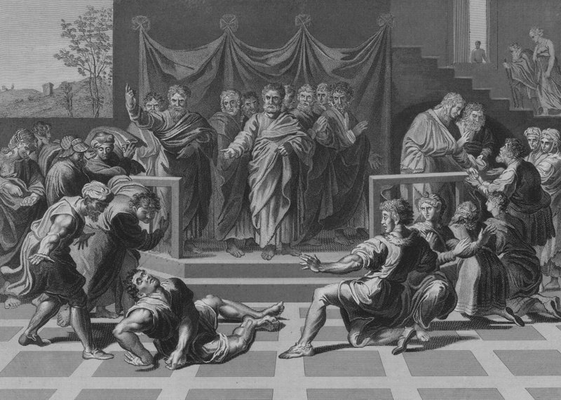 Ananias halála (metszet) alkotó: after Raphael