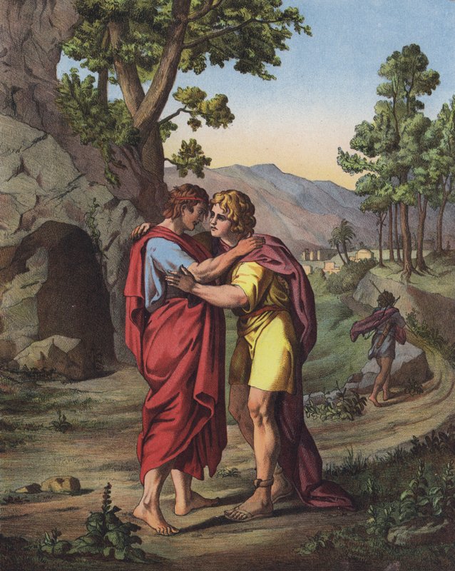 Dávid és Jonatán utolsó találkozása (színes litó) alkotó: after Raphael