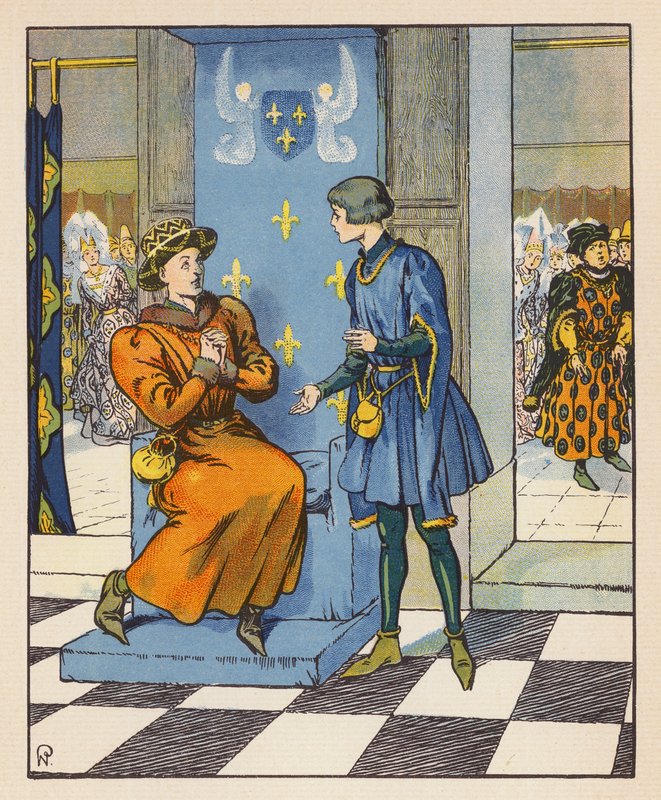 Conversation Secrete De Jeanne Avec Charles VII (színes litográfia) alkotó: Raymond de la Neziere