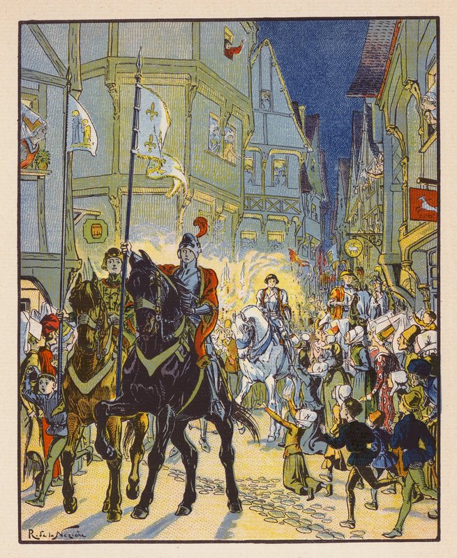 Entree De Jeanne A Orleans (színes litográfia) alkotó: Raymond de la Neziere