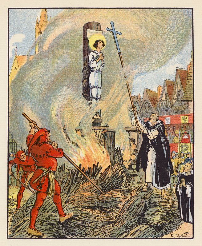 Supplice De Jeanne A Rouen (színes litográfia) alkotó: Raymond de la Neziere