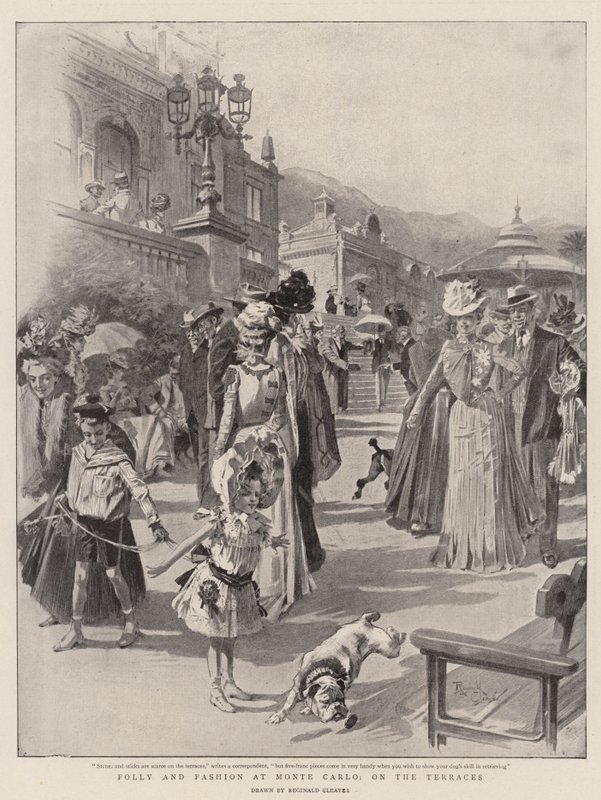 Bolondság és divat Monte-Carlóban, a teraszokon (litográfia) alkotó: Reginald Thomas Cleaver