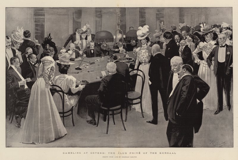 Szerencsejáték Oostende-ben, a Kursaal Club Prive (litho) alkotó: Reginald Thomas Cleaver