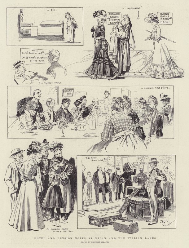 Szállodai és panziós jegyzetek Milánóban és az olasz tavaknál (litho) alkotó: Reginald Thomas Cleaver