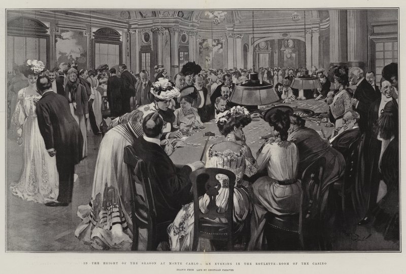 A Monte-Carlói szezon fénykorában, egy este a kaszinó rulett-termében (litho) alkotó: Reginald Thomas Cleaver