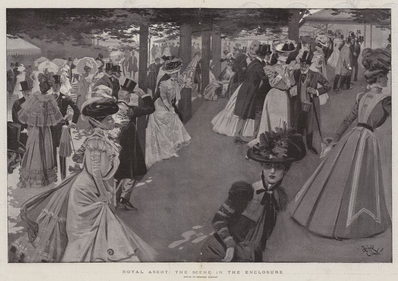 Royal Ascot, jelenet a karámban (litográfia) alkotó: Reginald Thomas Cleaver