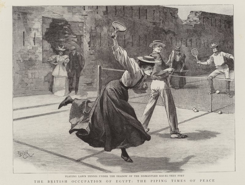 Egyiptom brit megszállása, a békeidők csövezése (metszet) alkotó: Reginald Thomas Cleaver