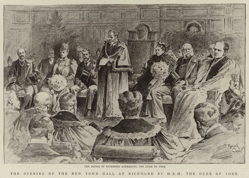 A richmondi új városháza megnyitása a York herceg által (lithó) alkotó: Reginald Thomas Cleaver