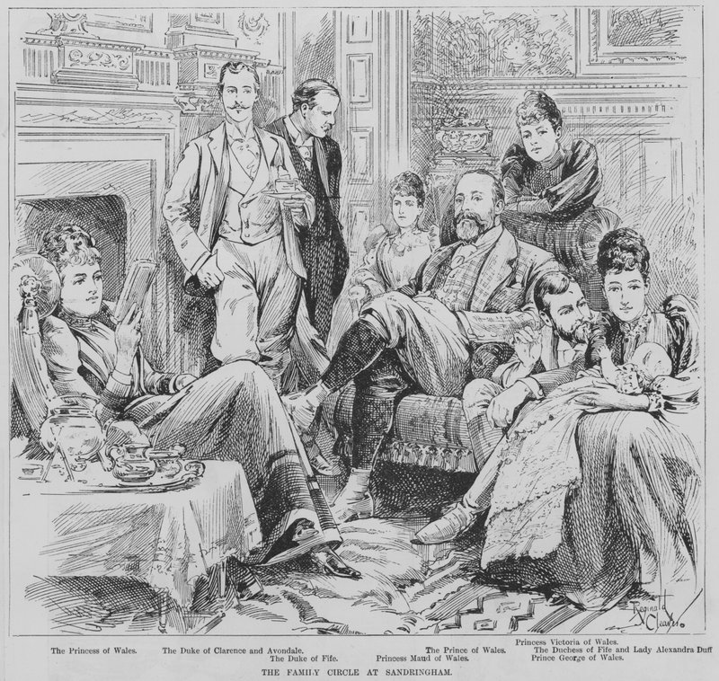 A walesi hercegi pár és családtagjaik Sandringhamben, Norfolkban alkotó: Reginald Thomas Cleaver
