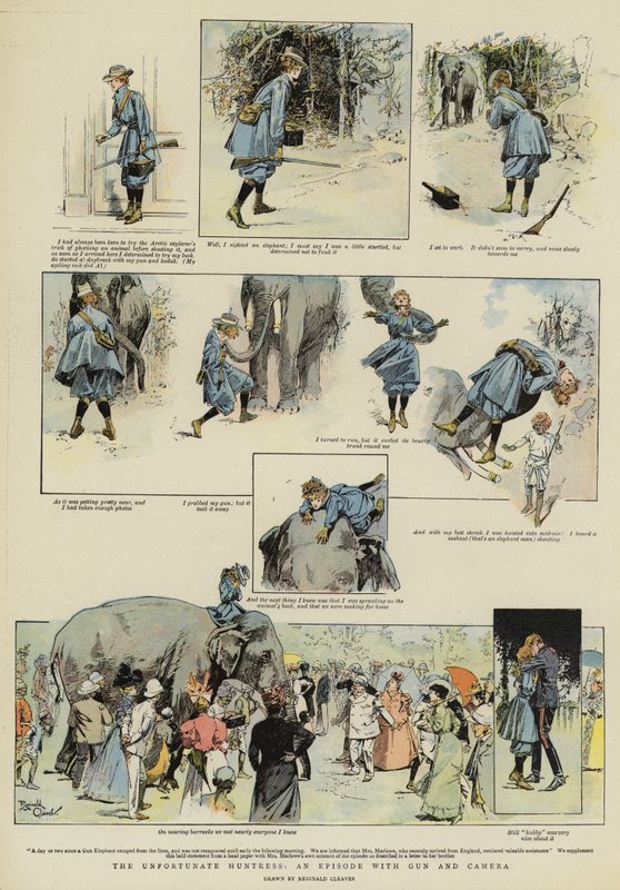 A szerencsétlen vadász, egy epizód fegyverrel és kamerával (chromolitho) alkotó: Reginald Thomas Cleaver