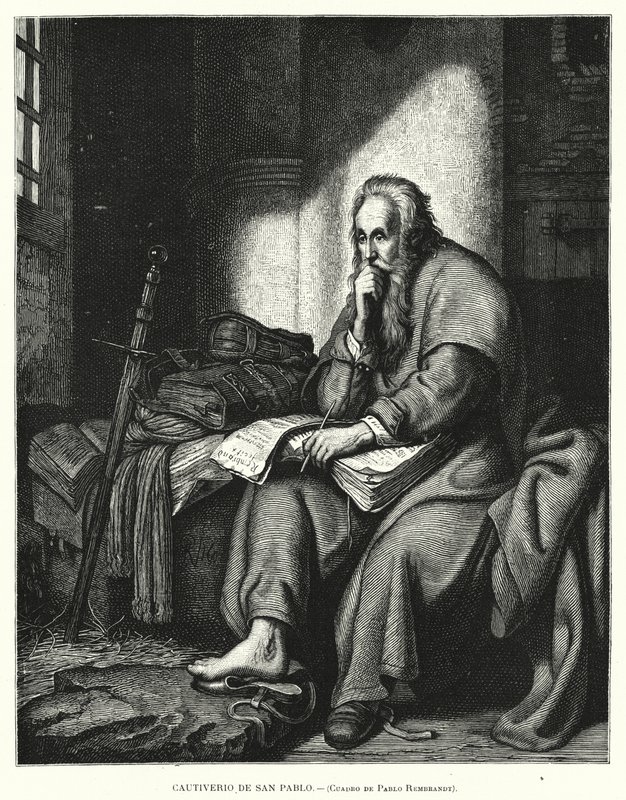 Szent Pál a börtönben (litho) alkotó: Rembrandt Harmensz. van Rijn (after)