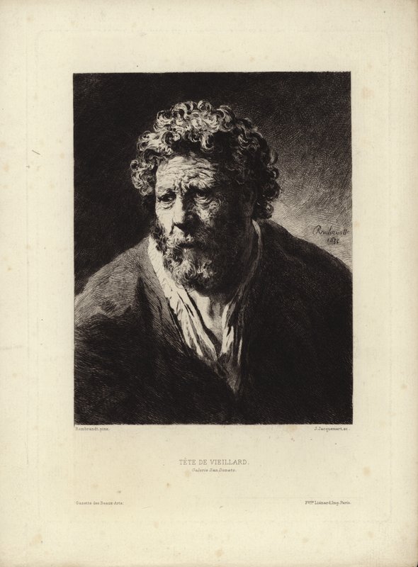 Tete de Viellard, Rembrandt Harmenszoon van Rijn. Metszett: Jules Jacquemart, 1877 alkotó: Rembrandt van Rijn