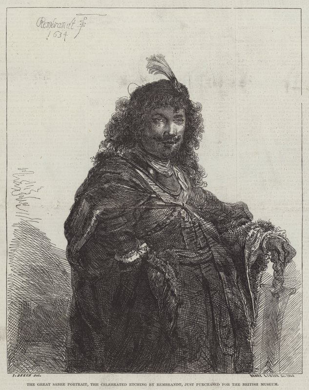 A nagy szablyaportré, az ünnepelt rézkarc alkotó: Rembrandt van Rijn