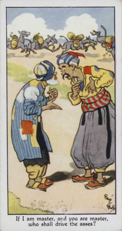 Ha én úr vagyok, te pedig úr, ki hajtja a szamarat? alkotó: René Bull