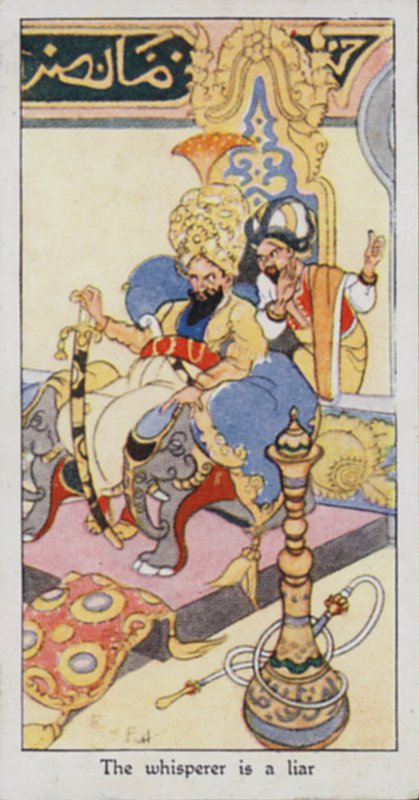 Keleti közmondás: A suttogó hazug (színes litho) alkotó: René Bull
