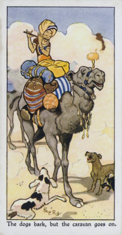 A kutyák ugatnak, de a karaván megy tovább (színes litho) alkotó: René Bull