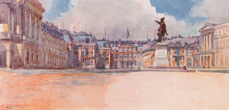 Versailles-i kastély, az udvarok felé néző oldal, Versailles alkotó: Rene Binet