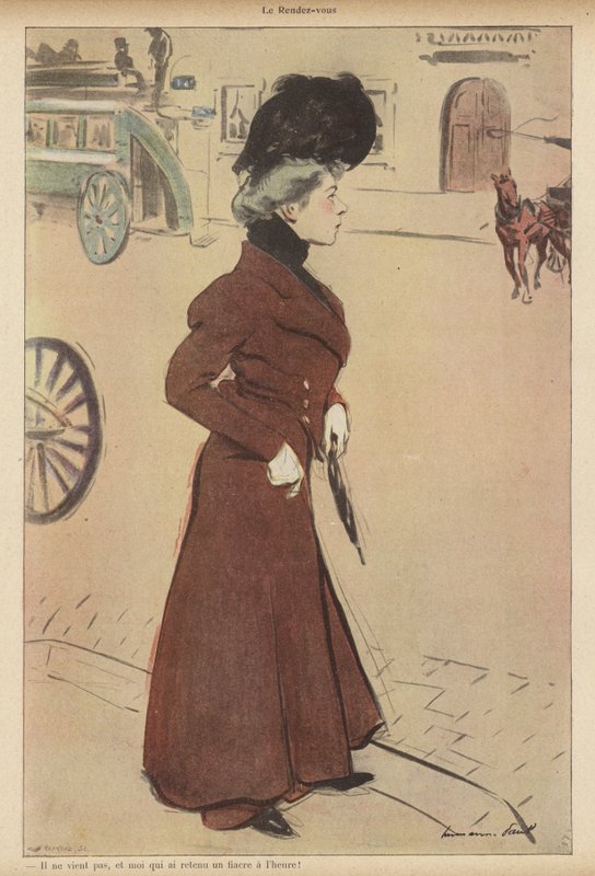 Nő felállt egy tervezett találkozón (színes litó) alkotó: Rene George Hermann Paul