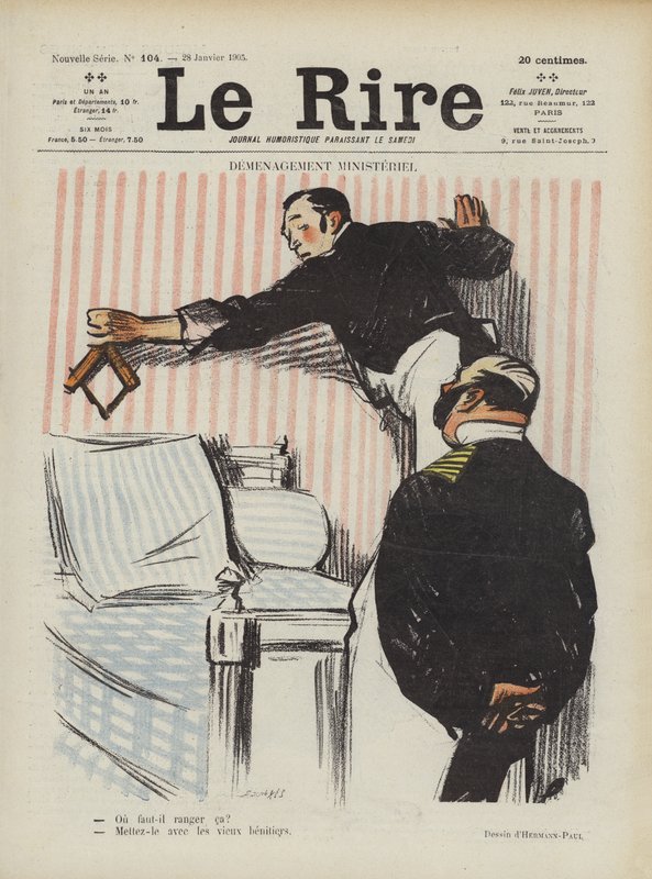 Miniszteri költözés. Illusztráció Le Rire alkotó: Rene George Hermann Paul