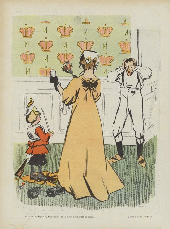 Szatíra Oroszország vereségéről az orosz-japán háborúban. a Le Rire illusztrációja alkotó: Rene George Hermann Paul