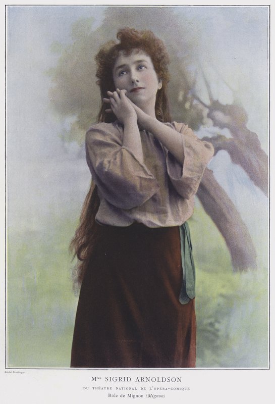 Sigrid Arnoldson a Mignon címszerepében (színes fotó) alkotó: Reutlinger Studio