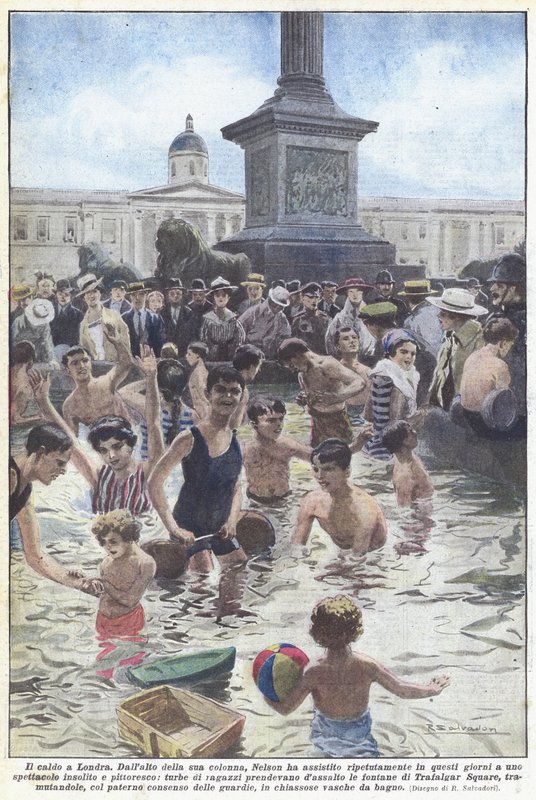 A hőség Londonban (színes litho) alkotó: Riccardo Salvadori