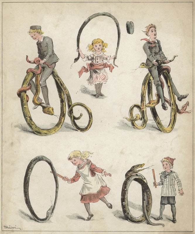 Játékok kígyókkal (chromolitho) alkotó: Richard Andre