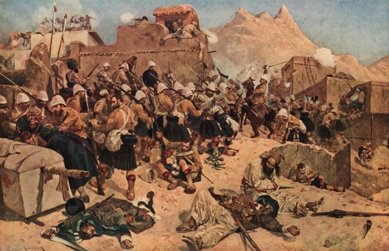 A 92. hegyvidékiek és a 2. gurkha megrohamozzák Gaudi Molla Sahibdadot Kandahárban, Afganisztánban, 1880 alkotó: Richard Caton II Woodville