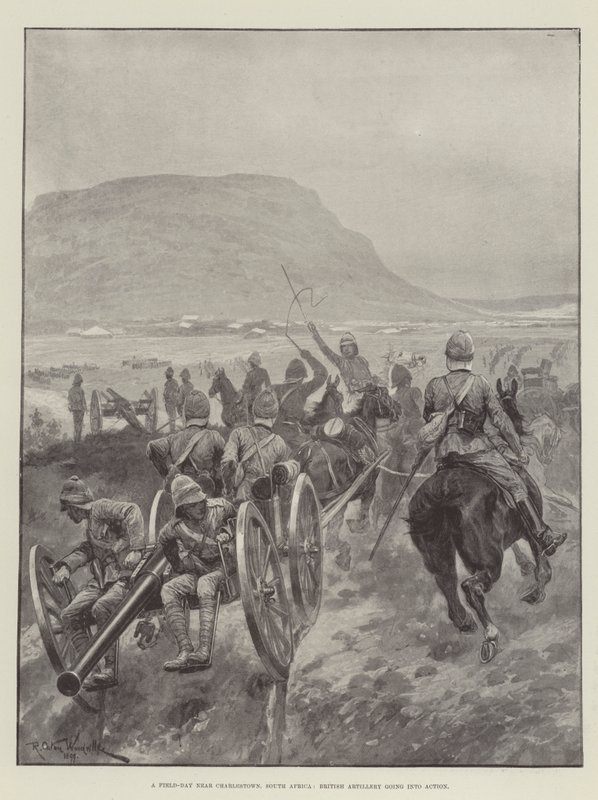 Egy terepnap a dél-afrikai Charlestown közelében, a brit tüzérség akcióba lép alkotó: Richard Caton Woodville junior