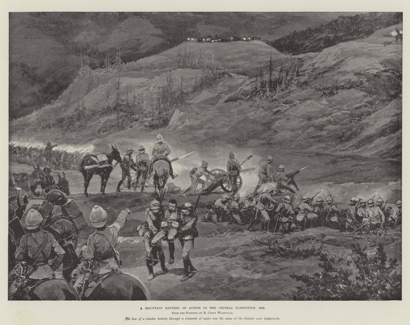 Egy hegyi üteg akcióban a Csitral-expedícióban, 1895 alkotó: Richard Caton Woodville junior