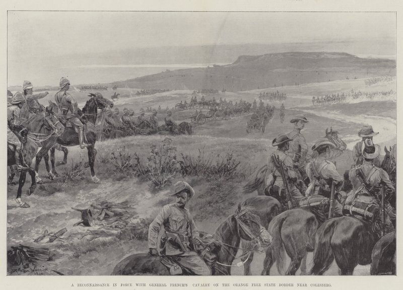 Erőben lévő felderítés French tábornok lovasságával az Orange Free State határon Colesberg közelében alkotó: Richard Caton Woodville junior