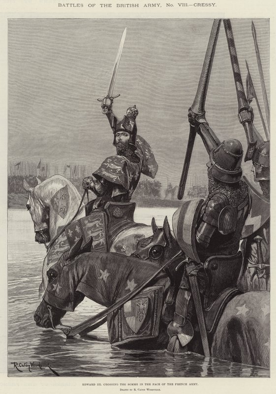 A brit hadsereg csatái, Cressy, Edward III átkelés a Somme-on a francia hadsereg szemében alkotó: Richard Caton Woodville junior